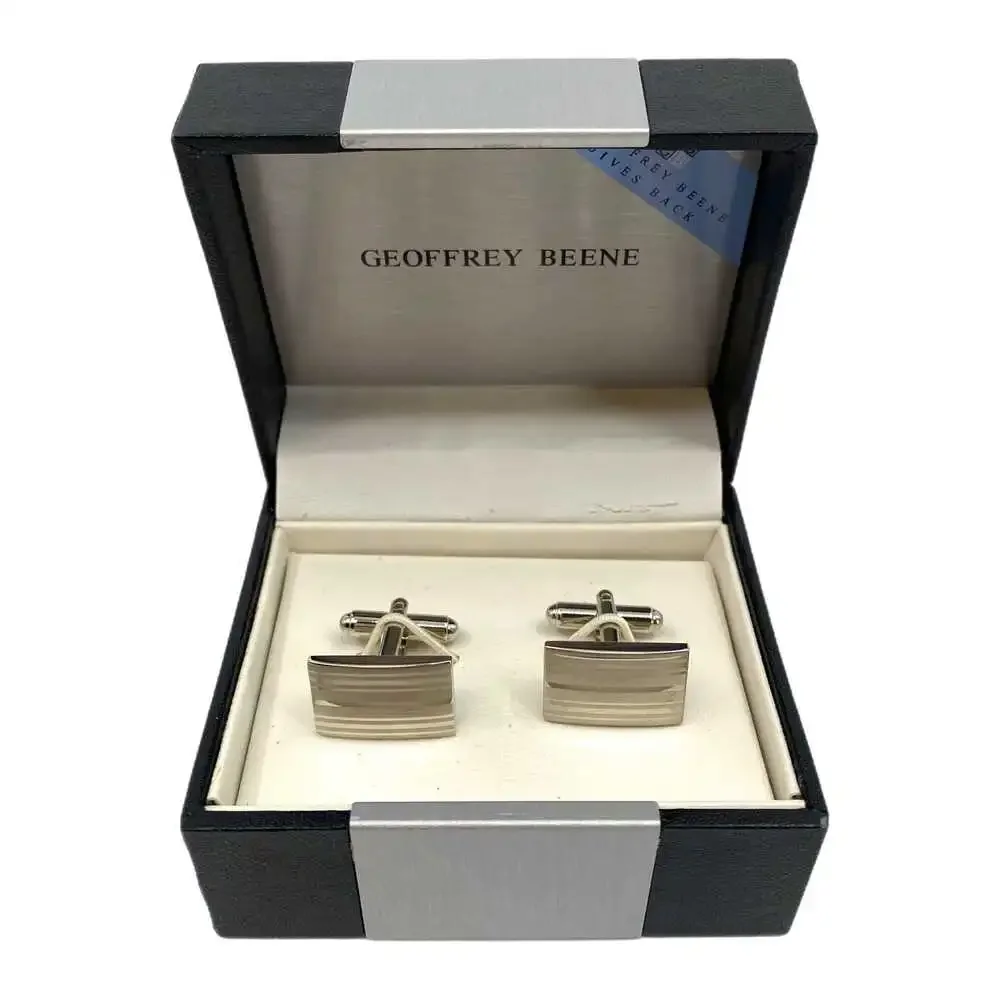 Geoffrey Beene Silver Classic Cuff Links | Perfect for Any Occasion